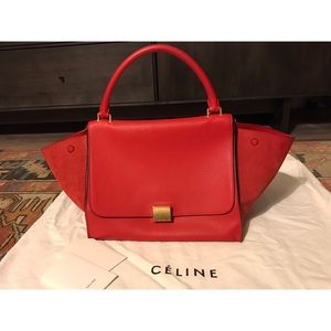 🔥Authentic Red Celine Trapeze Handbag